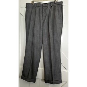 DOCKERS Dress‎ Pants Men 38x30 Pleated Wool Blend Grey Relaxed Fit Cuffed NWOT